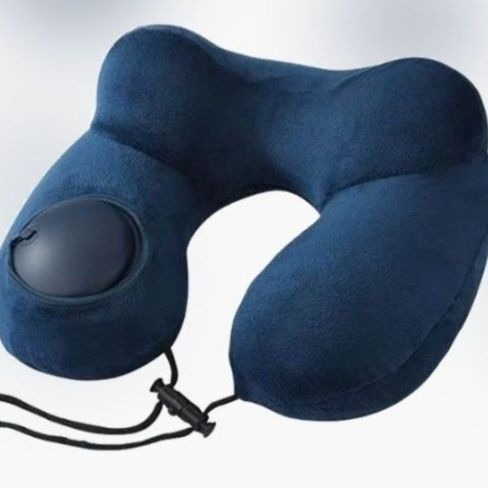 ネックピロー 空気注入式折りたたみ携帯用ネックピロー