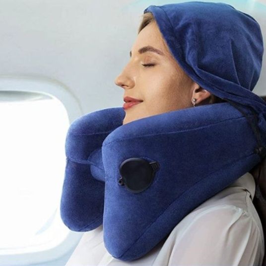 ネックピロー 多機能フード付きH型ネックピロー収納袋セット