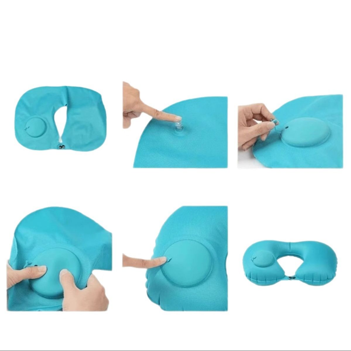 ネックピロー 按圧式空気注入折りたたみ携帯ネックピロー