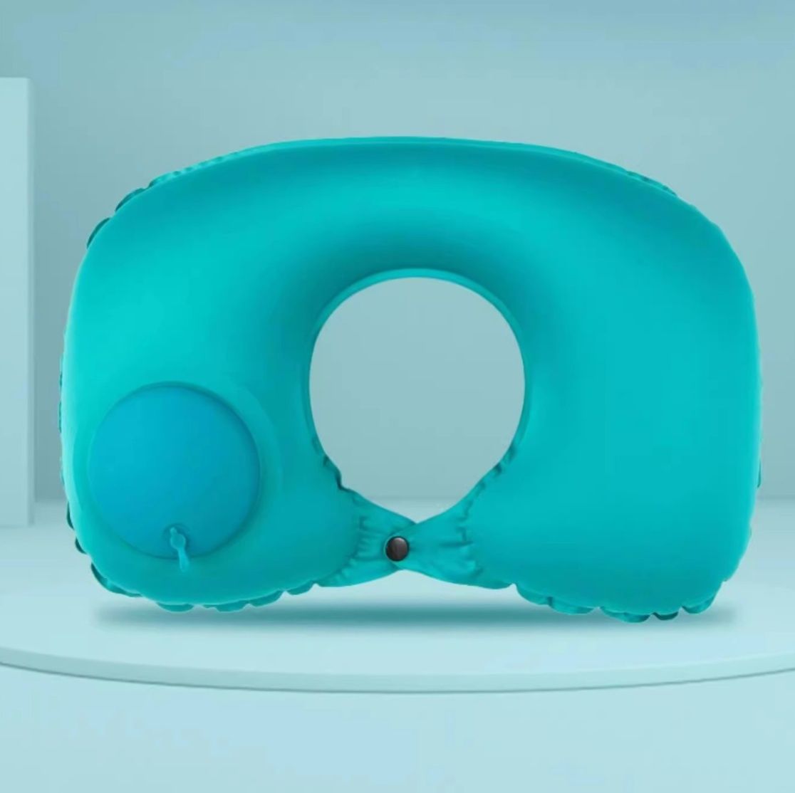 ネックピロー 按圧式空気注入折りたたみ携帯ネックピロー