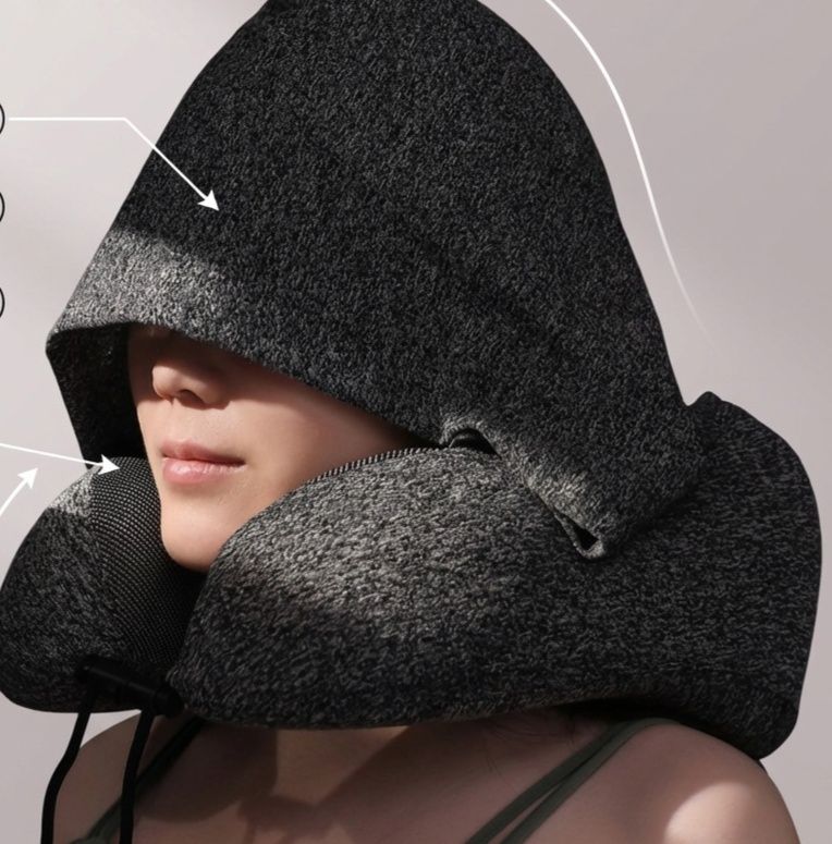 ネックピロー 遮光フード付きネックピロー多機能快眠枕