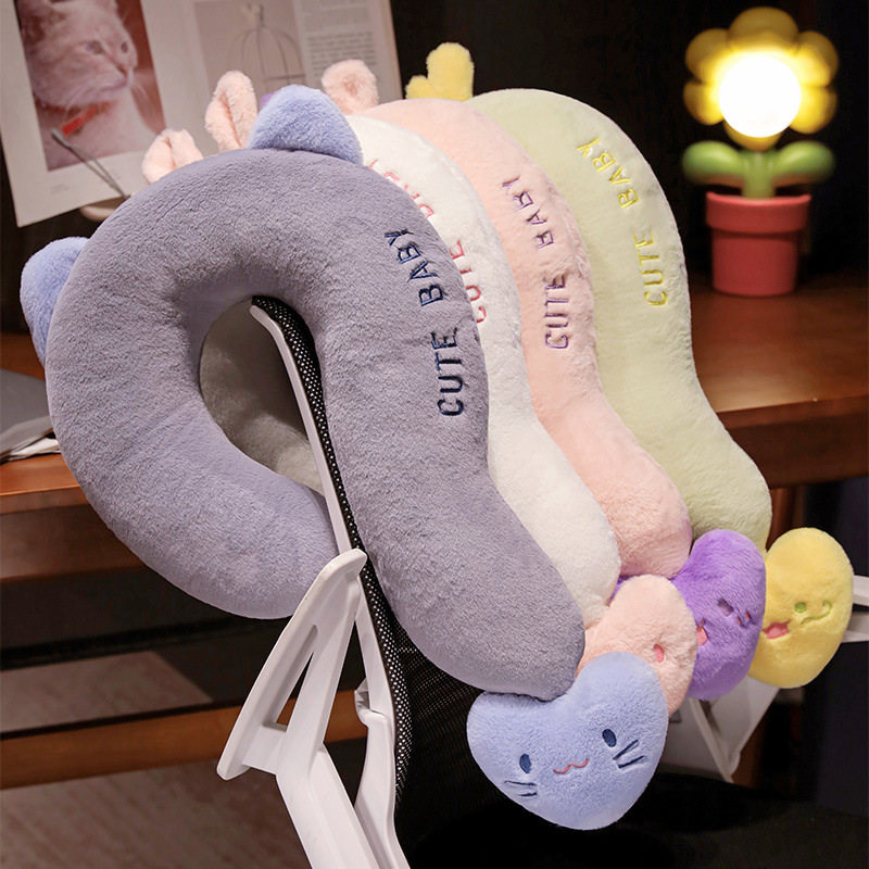 ネックピロー かわいい動物顔付き低反発首枕