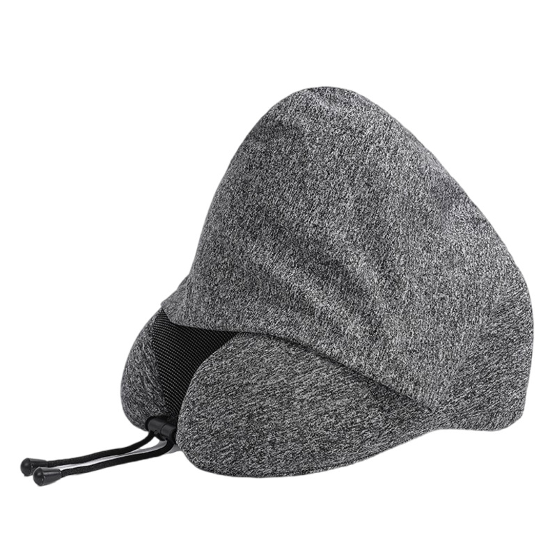 ネックピロー 携帯収納ケース付き　フード付き