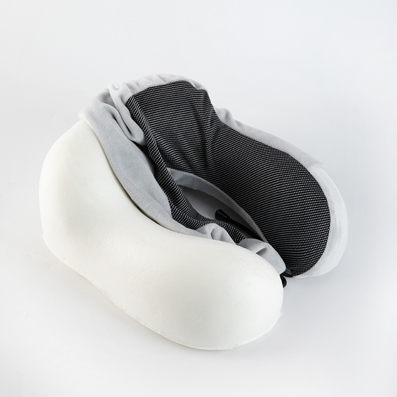 ネックピロー 首を優しく包む調節紐付き低反発ネックピロー