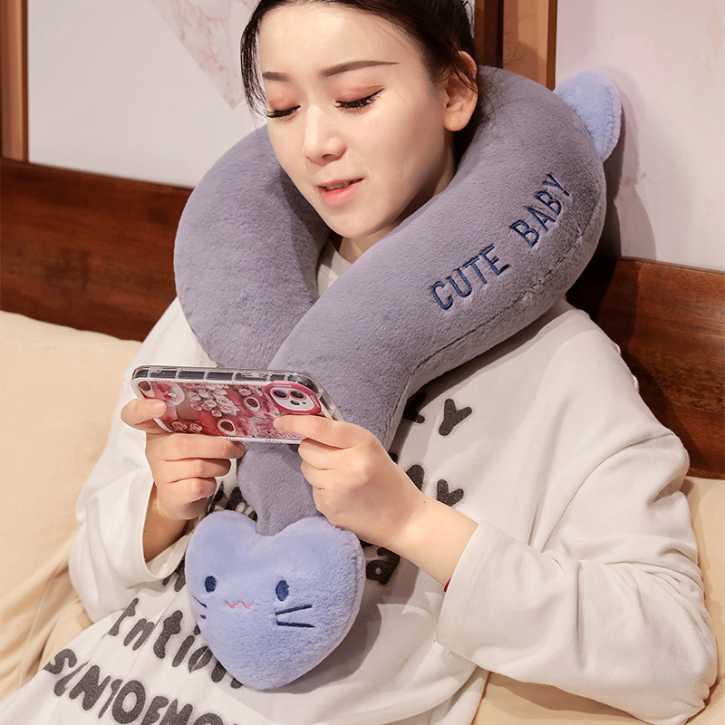 ネックピロー かわいい動物顔付き低反発首枕