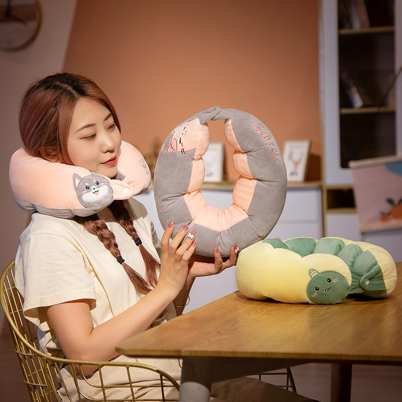 ネックピロー 癒し動物かわいい低反発ネックピロー