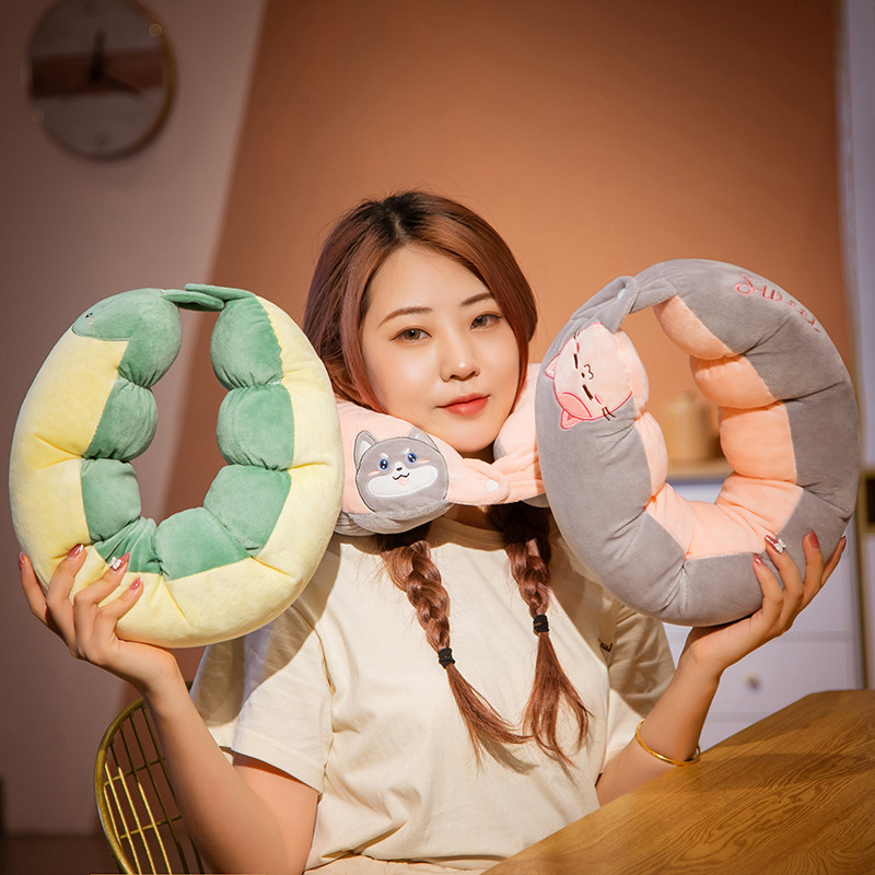 ネックピロー 癒し動物かわいい低反発ネックピロー