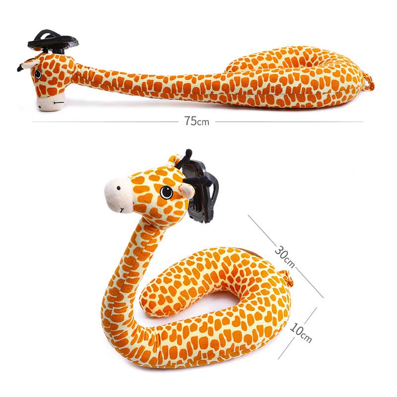 スマホホルダー一体型動物型ネックピロー
