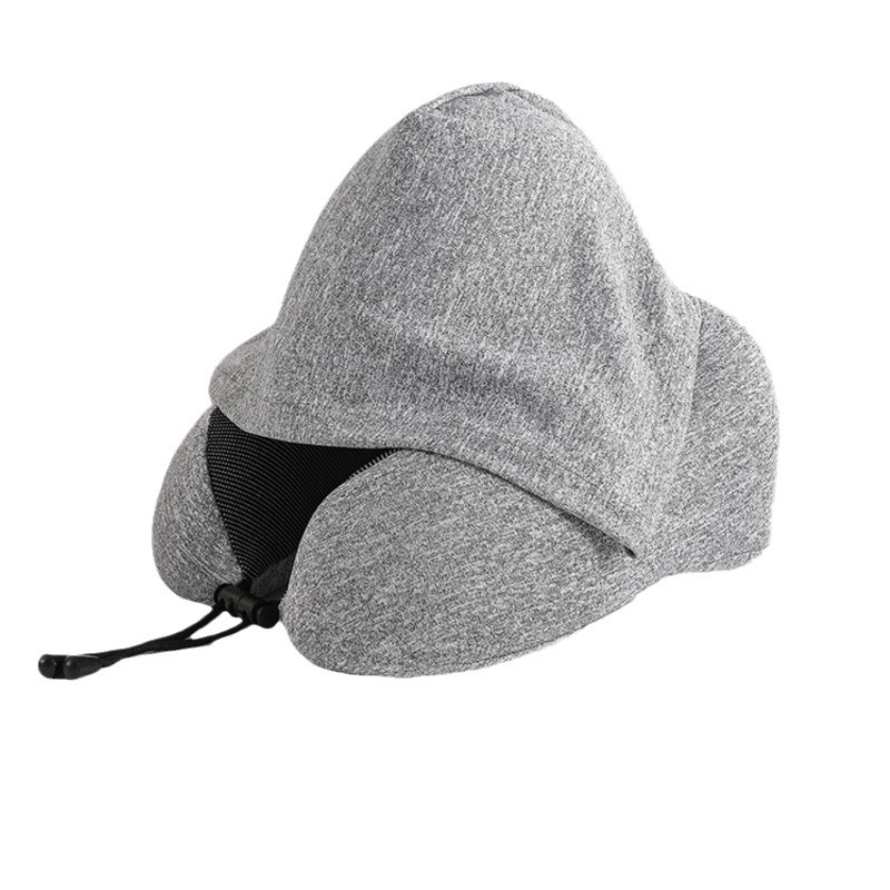 ネックピロー 携帯式遮蔽型フード付きネックピロー