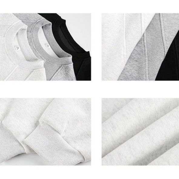 男女兼用 秋冬ゆったりスウェット 無地クルーネック プルオーバー トップス