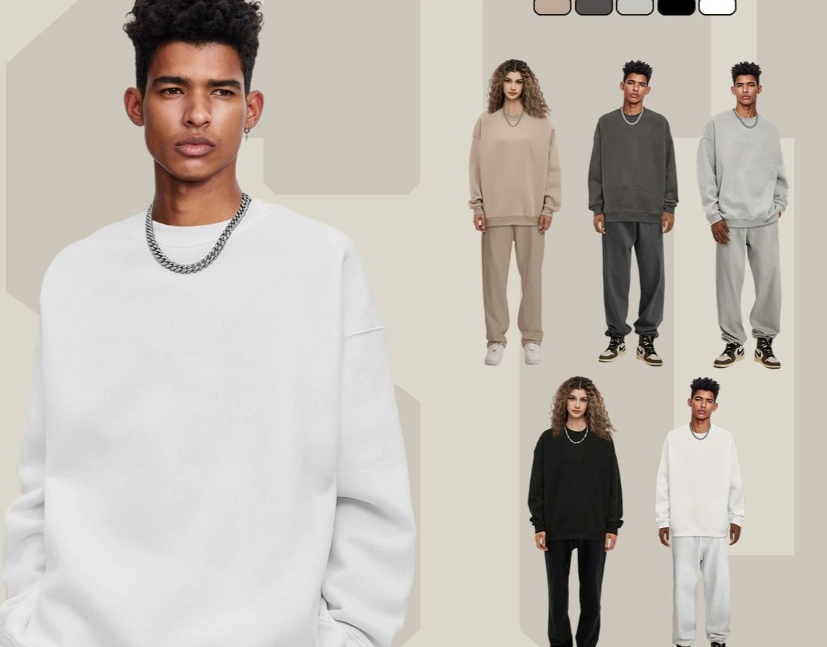 無地スウェット丸首  トレーナー 男女兼用 