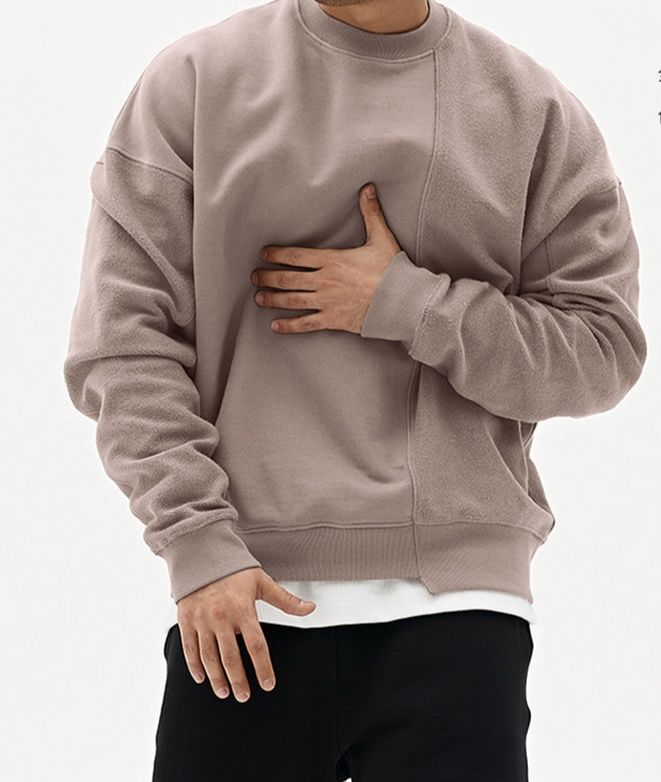 メンズ大きめスウェット長袖丸首トップス全5色