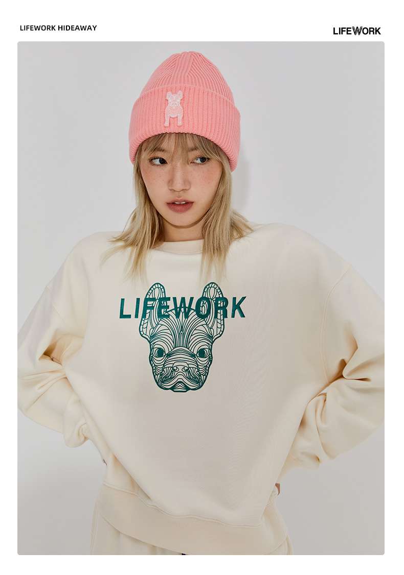  LifeWork フレンチブルドッグロゴスウェット