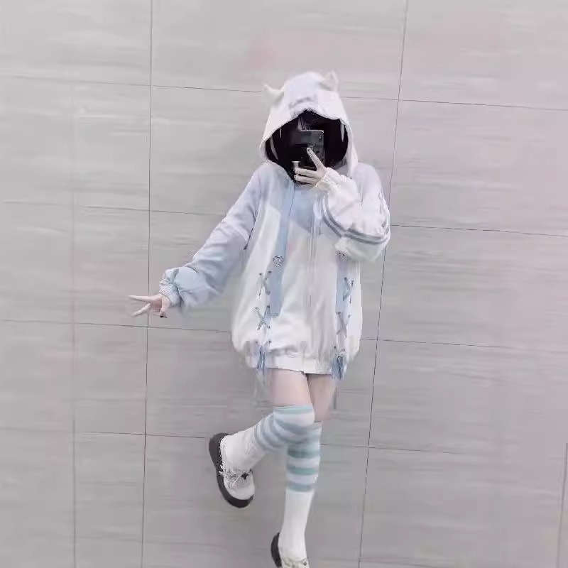 スウェット キッズ ねこ耳フード ジップアップパーカー 子供服