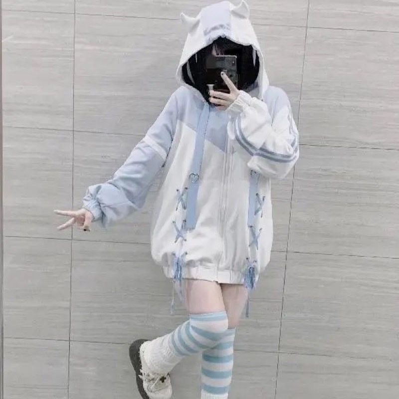 スウェット キッズ ねこ耳フード ジップアップパーカー 子供服