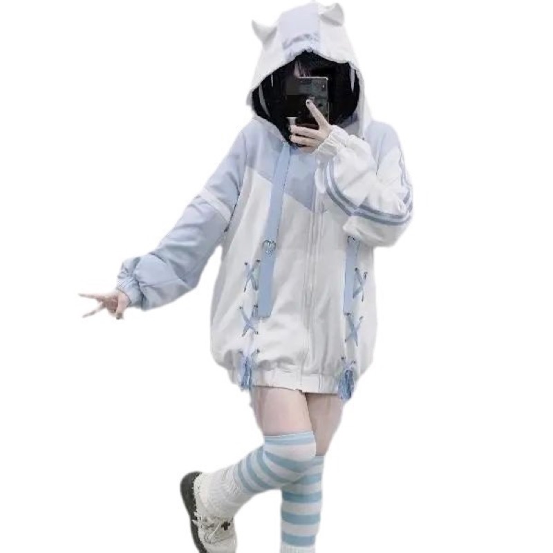 スウェット キッズ ねこ耳フード ジップアップパーカー 子供服