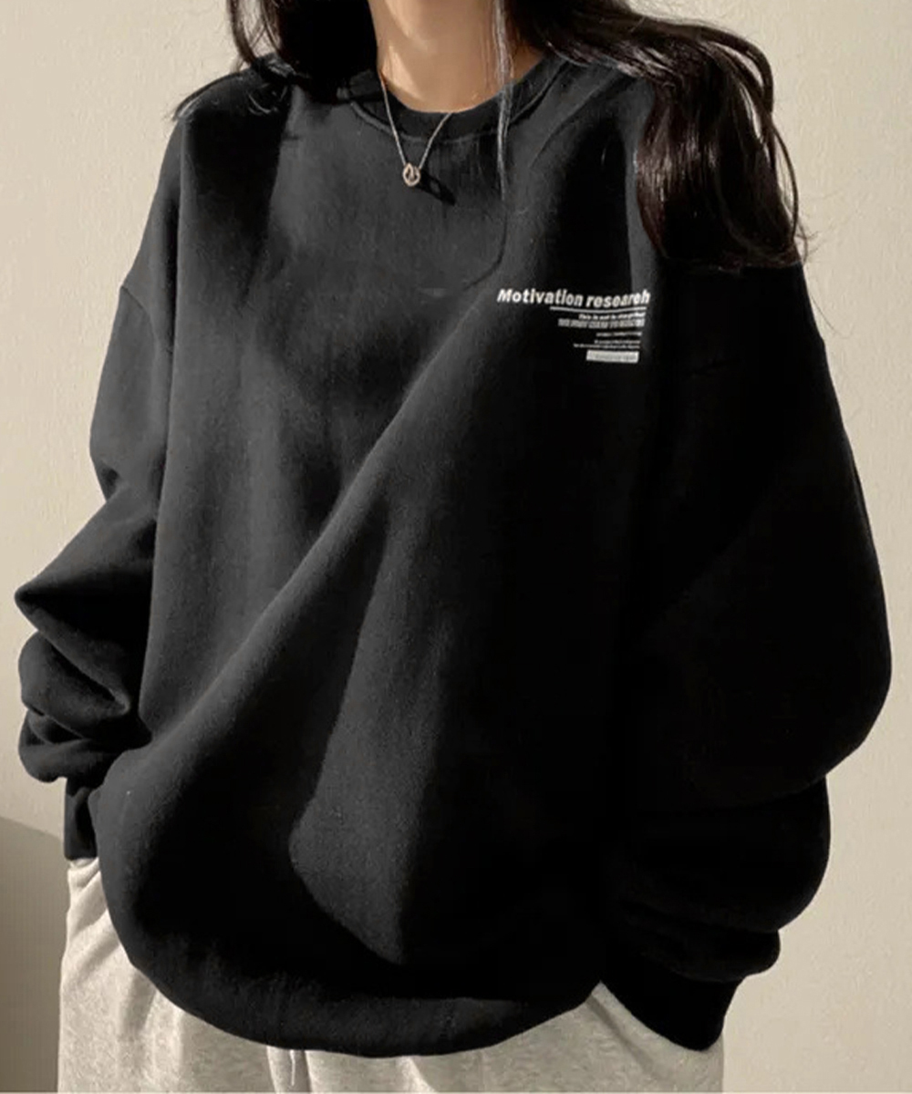 スウェット裏起毛文字柄ビッグトレーナー