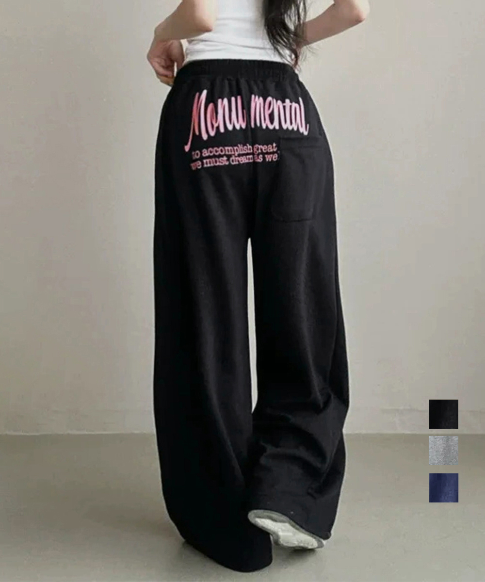 スウェットバックプリントワイドパンツ