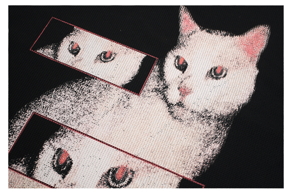 スウェット猫柄プリント長袖 クルーネック   