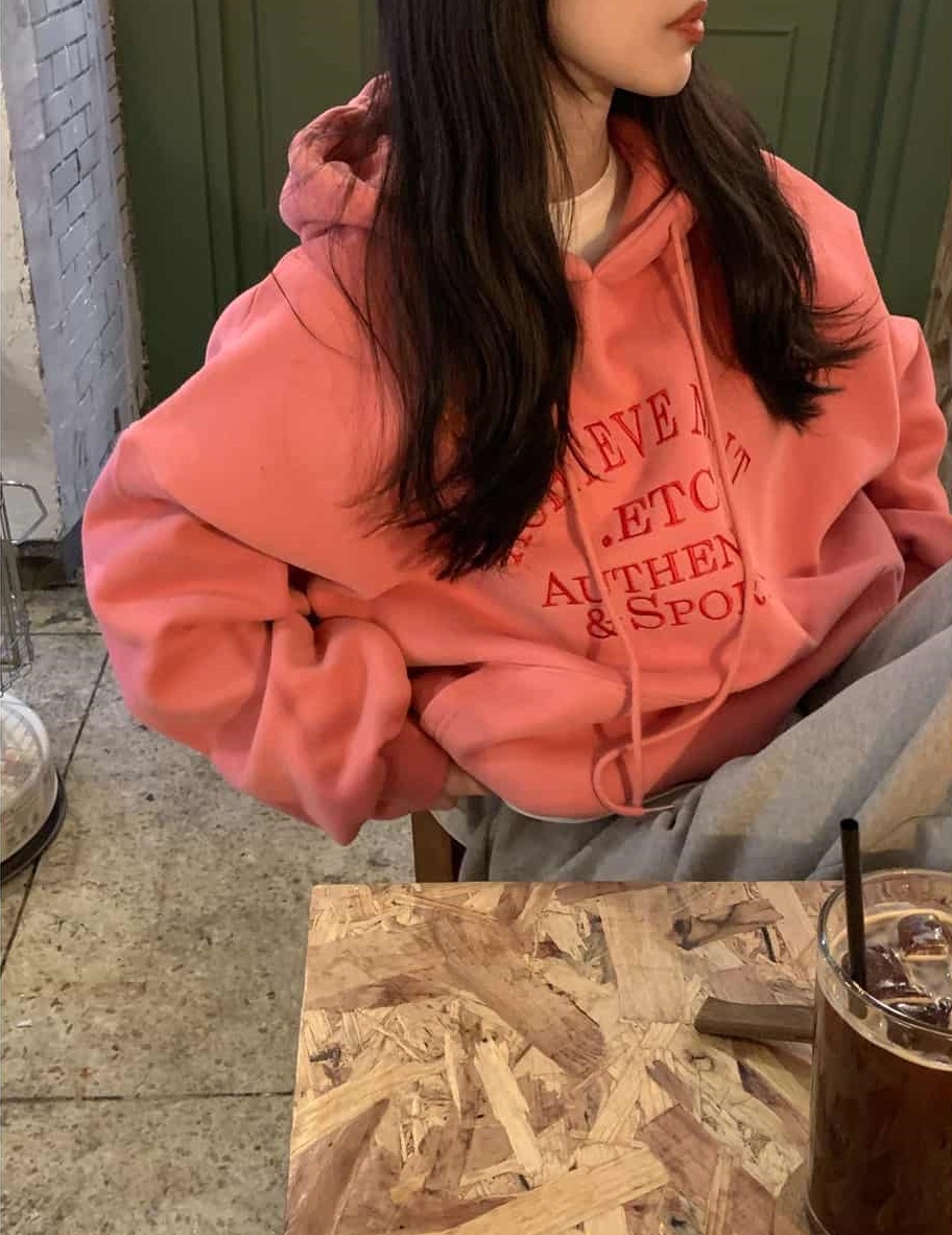 スウェット 文字柄プリント フード付き裏起毛パーカー