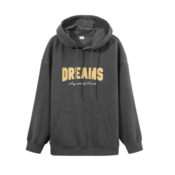 スウェットメンズ DREAMS 刺繍入りプルオーバーパーカー