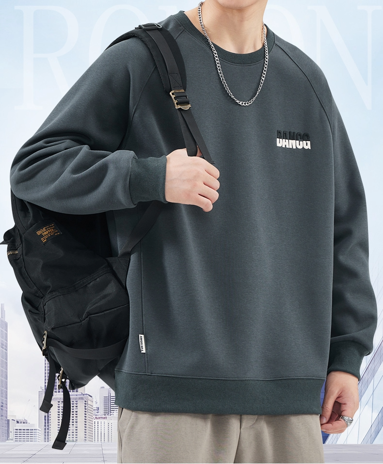 スウェットメンズ スウェットメンズ シンプルロゴ入りラグランスウェット