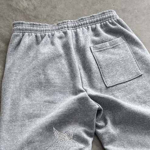 スウェットメンズ 星柄刺繍ジップアップパーカー裏起毛セットアップ