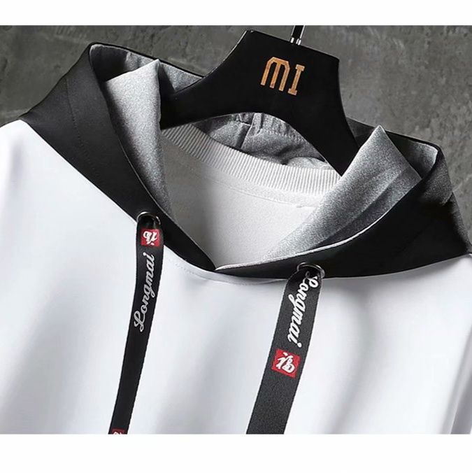 スウェットメンズ レイヤード風袖切替デザインプルオーバー　パーカー