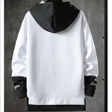 スウェットメンズ レイヤード風袖切替デザインプルオーバー　パーカー