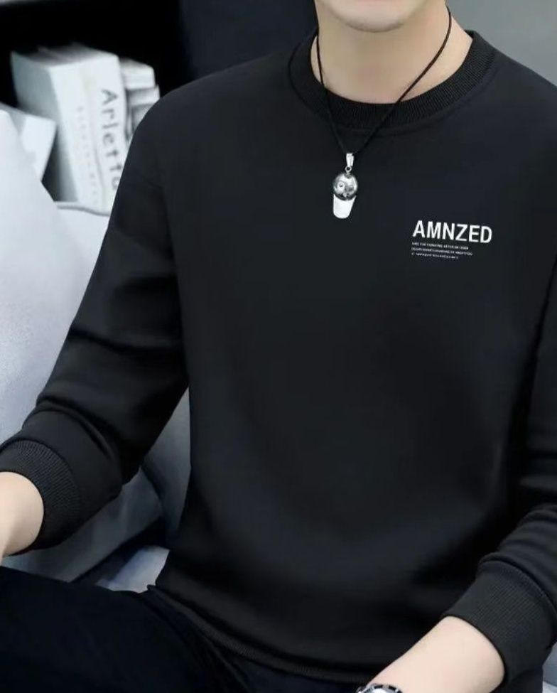スウェットメンズ 裏起毛ロゴ刺繍入りクルーネック長袖スウェットシャツ