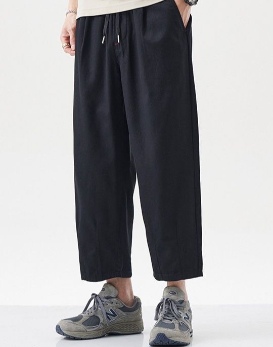 スウェットメンズ ゆったりワイドシルエット九分丈イージーパンツ