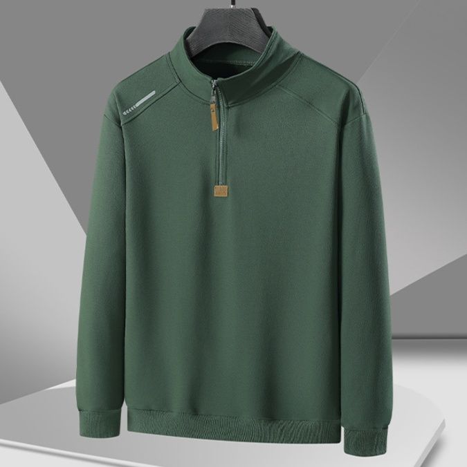 スウェットメンズ 立体裁断ハイネックハーフジッパープルオーバー
