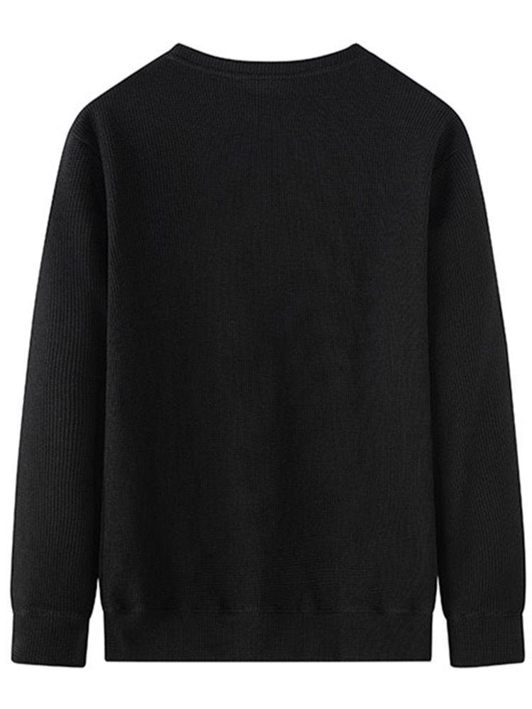 スウェットメンズ ワッフル編み刺繍ワンポイント丸首スウェットシャツ