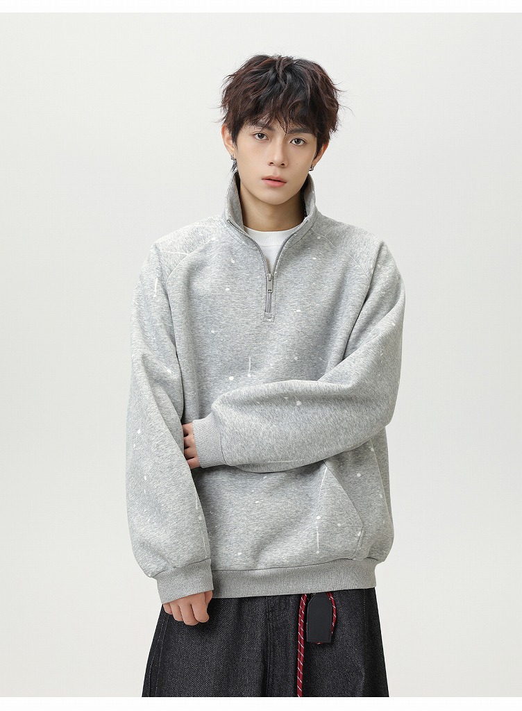 スウェットメンズ メンズハーフジップスタンドネックスウェット秋新作