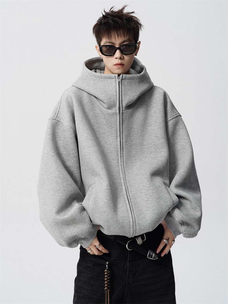 スウェットメンズ ビッグシルエット立体フードジッパースウェット