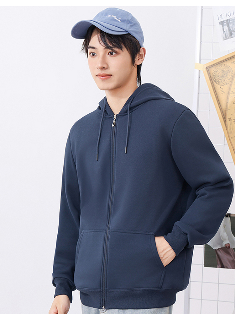 スウェットメンズ シンプル定番ジップアップパーカー