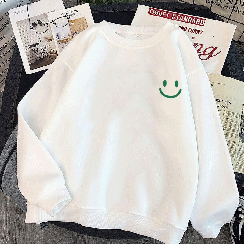 スウェットメンズ スマイル刺繍ワンポイント丸首トレーナー