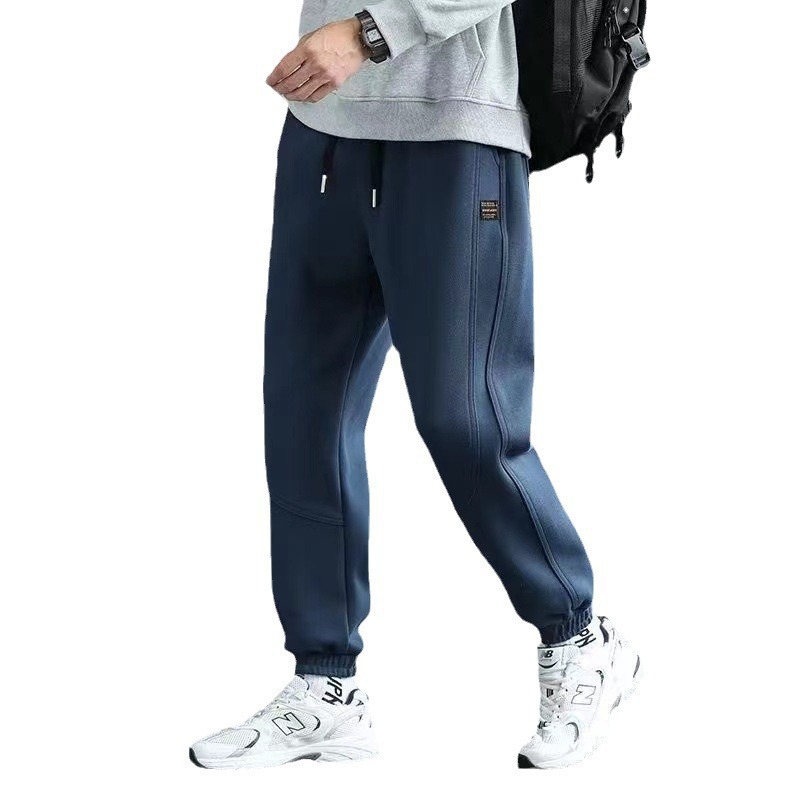 スウェットメンズ 裾リブデザイン調整紐付きスウェットジョガーパンツ