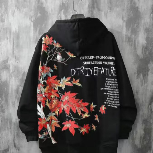 スウェットメンズ 和柄雲龍桜五重塔プリントパーカー