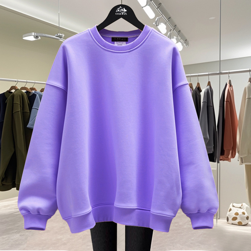 スウェットメンズ ゆったりシルエット無地クルーネックトレーナー