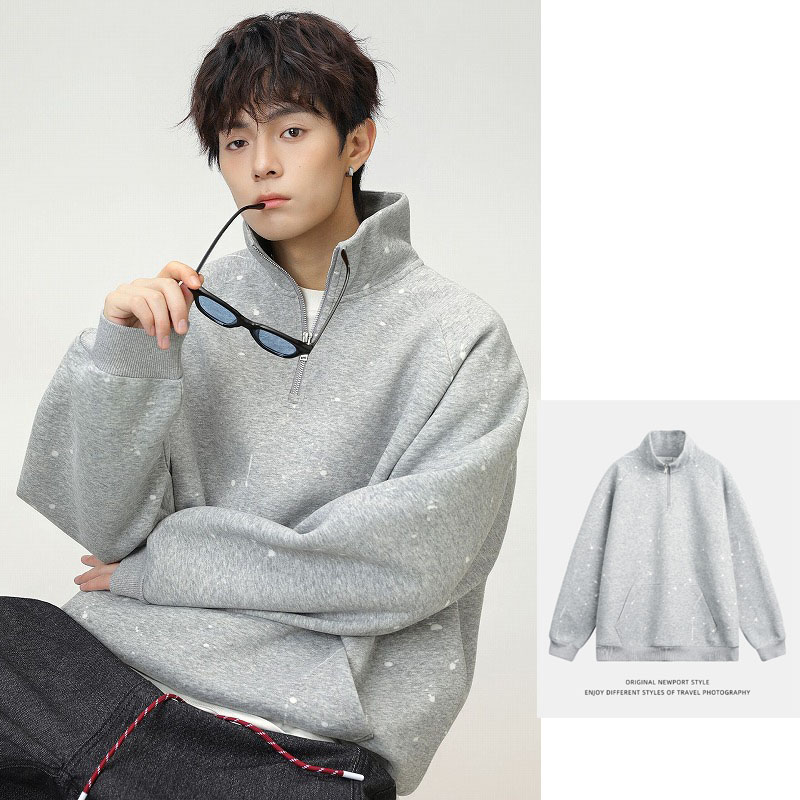 スウェットメンズ メンズハーフジップスタンドネックスウェット秋新作