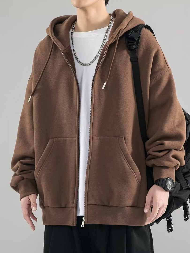 スウェットメンズ ゆったりシルエット裏起毛ジップアップパーカー
