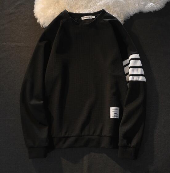 スウェットメンズ メンズ裏起毛スウェット袖ライン入りクルーネック長袖