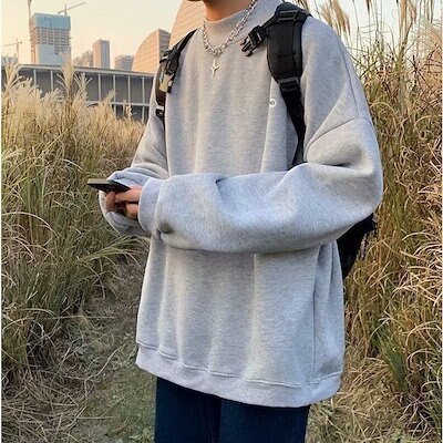 スウェットメンズ メンズ 秋冬 ゆったり無地スウェットトレーナー