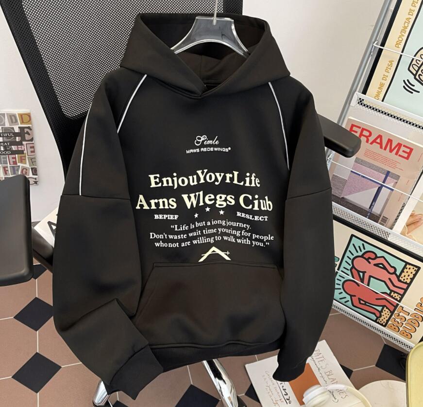 スウェットメンズ 秋冬メンズプルオーバーパーカー文字プリント