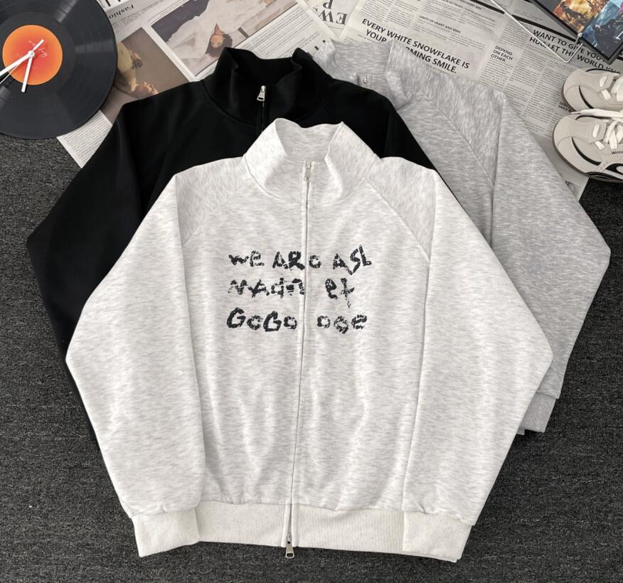 スウェットメンズ メンズ ジップアップ スウェット 文字プリント トップス