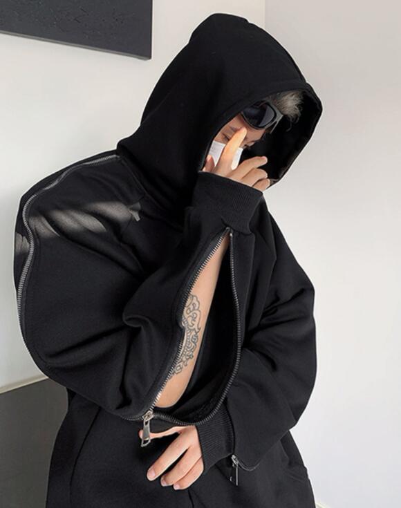 スウェットメンズ メンズ フード付き スウェット パーカー 黒 十字刺繍