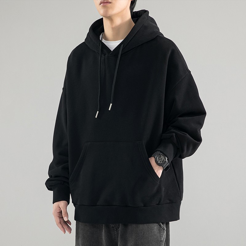 スウェットメンズ 無地ゆったりシルエットプルオーバーパーカー
