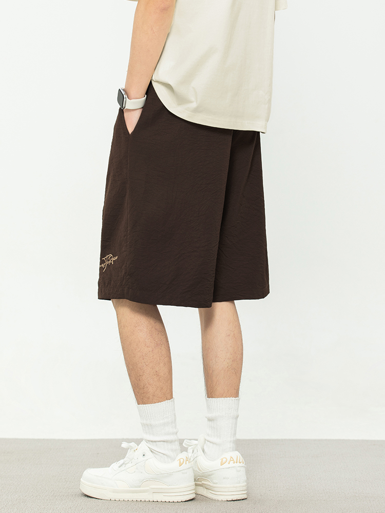 スウェットメンズ シグネチャー刺繍ワイドハーフパンツ
