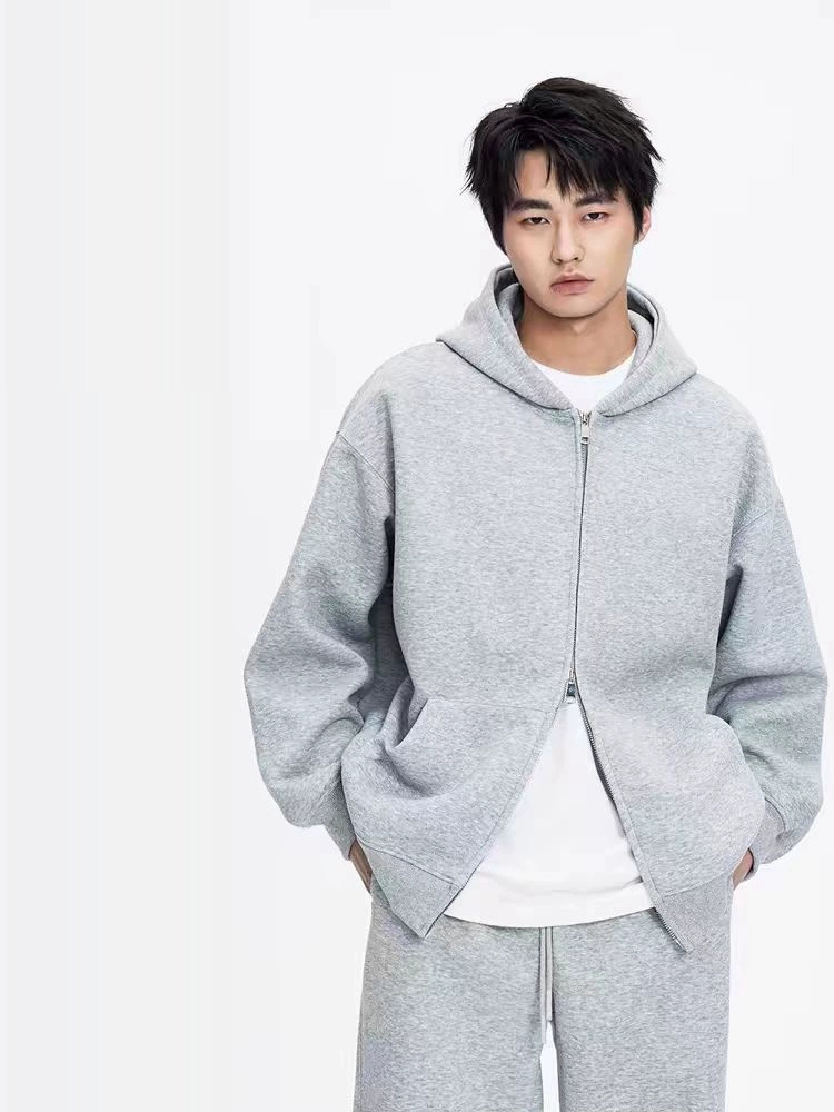 スウェットメンズ 無地ジップアップパーカー男女兼用秋冬新作